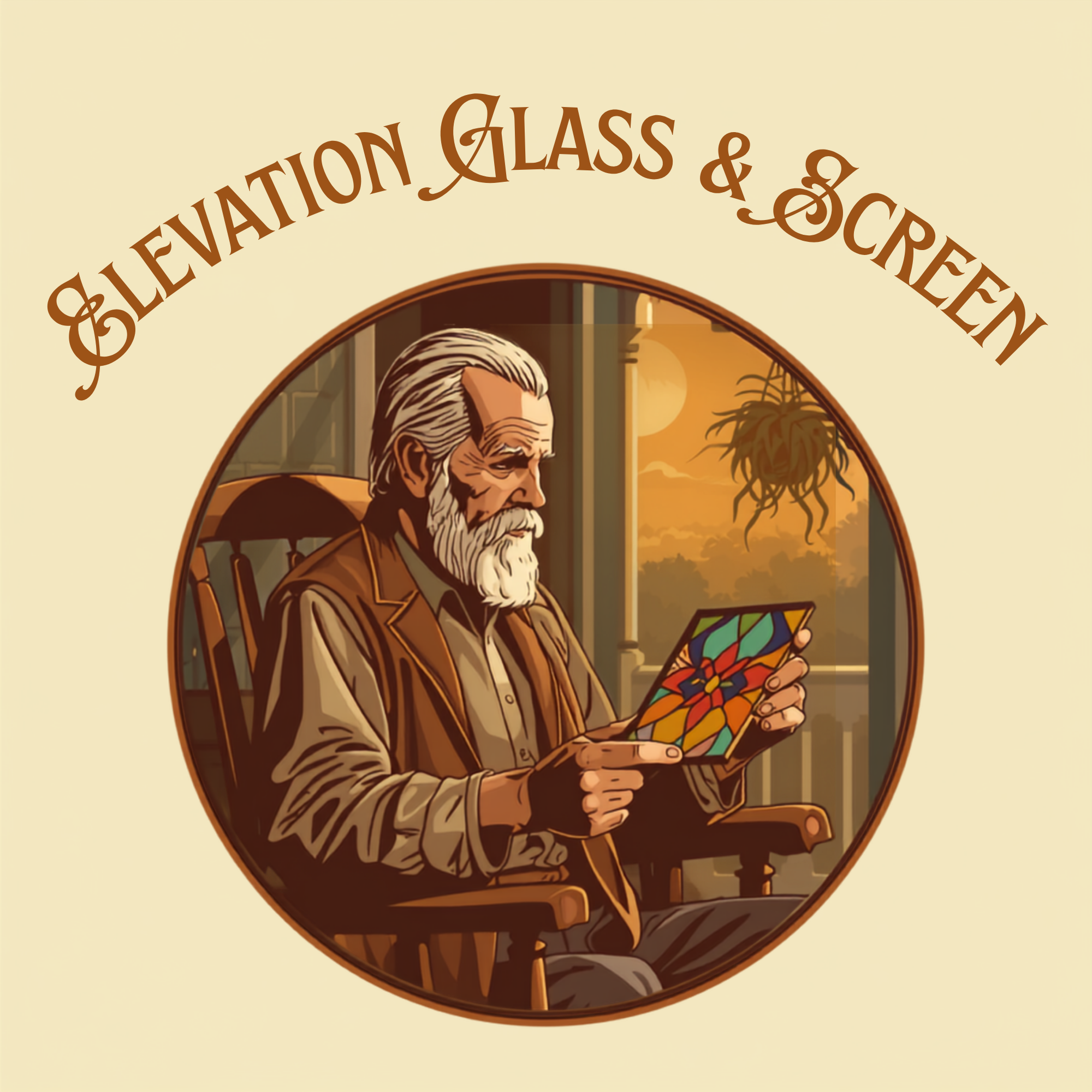 Elevation Glass and Screen Woodcut Artwork
